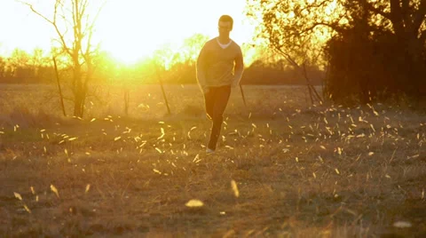 Man Running Toward Camera, Slow Motion, Color Corrected Stock-Footage 33306174