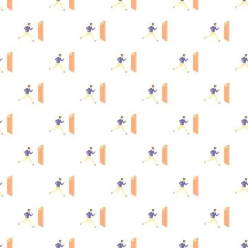 Man running towards an open door pattern Stock Illustration