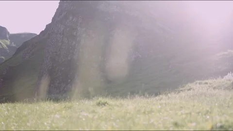 Man running on trails in Peak district Winnats pass England on grass field  Stock Footage 85659950