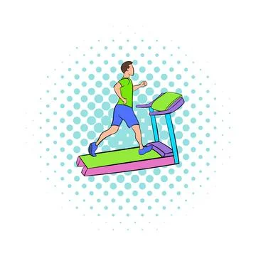 Man running on a treadmil icon, comics style Stock-Illustration