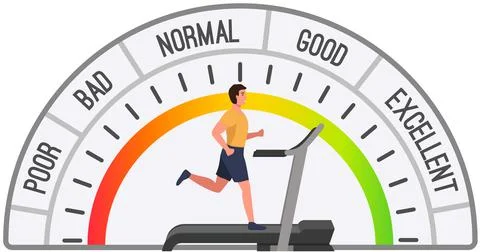 Man running on treadmill doing exercise. Active male on running track with Stock Illustration