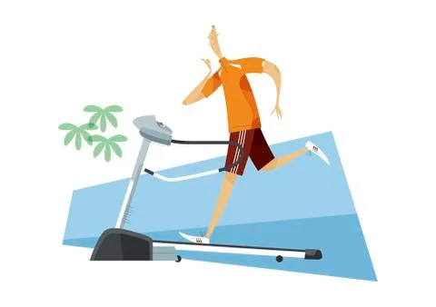 Man running on a treadmill Stock Illustration