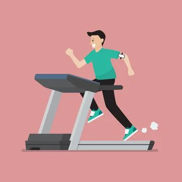 Man running on a treadmill Stock Illustration
