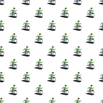 Man running on treadmill seamless pattern background Stock Illustration