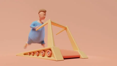 Man running on a treadmill. Seamlessly looping CGI animation. Stock Footage 156033048