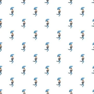 Man running with umbrella pattern seamless Stock Illustration