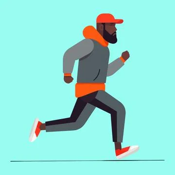 Man running vector illustration. Running man in flat style Stock Illustration