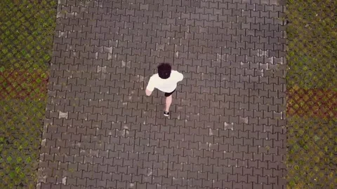 A man running a view from a height Stock Footage 161271566