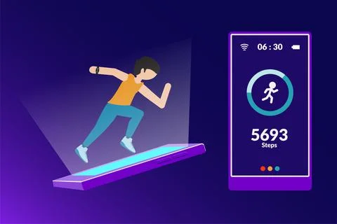 Man running with wearable technology Stock Illustration