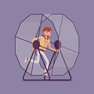 Man in a running wheel Stock Illustration
