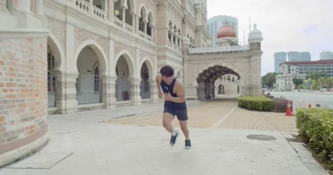 A man running - wide shoot Stock Footage 146096779