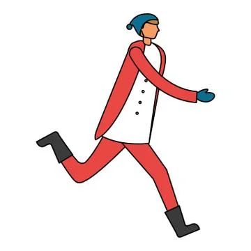 Man running with winter clothes Stock Illustration
