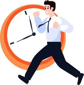 A man running to work in flat style isolated on background Illustrazione stock