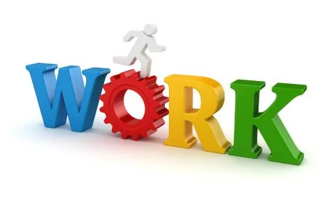 Man running on work text Illustrazione stock