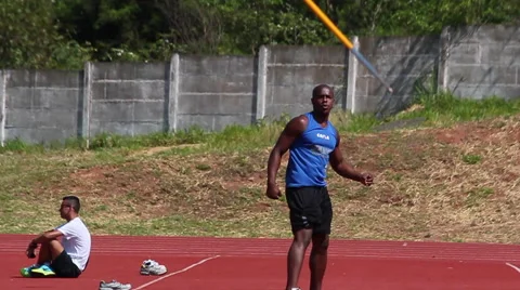 A Man Runs And Throws A Javelin. Paralympic Athlete Stock Footage 44149120