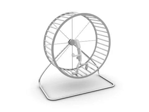 Man runs inside the wheel Stock Illustration