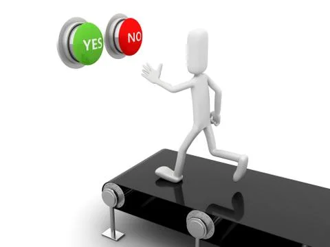 Man runs to make a choice Stock Illustration