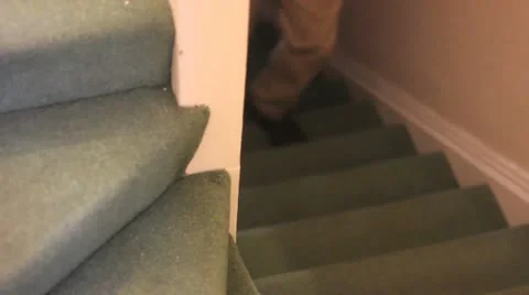 Man runs up stairs Stock Footage 10897550