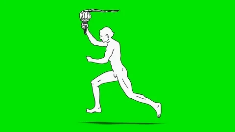 MAN RUNS WITH TORCH Video stock 87658874