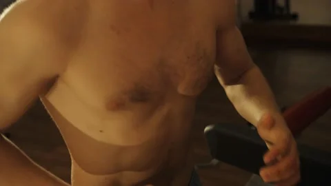 Man runs on a treadmill Stock Footage 140996000