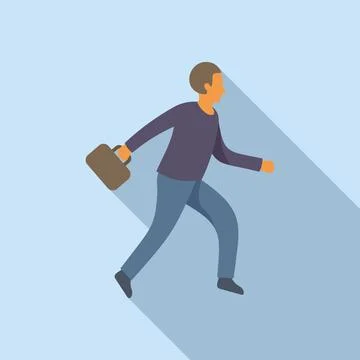 Man rush job icon flat vector. Office work Stock-Illustration