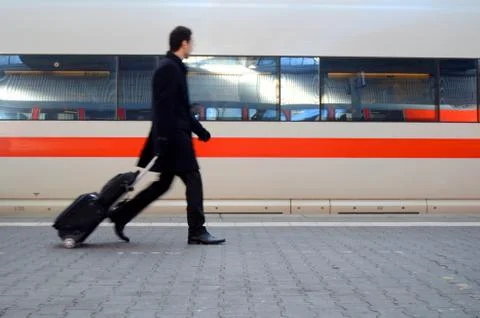 Man Rushing For Train Stock Photos