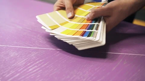 Man s hands with a color chart 스톡 동영상 80310988