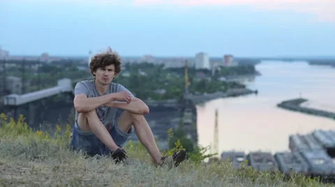The man said in a frame on nature Stock Footage 57257891