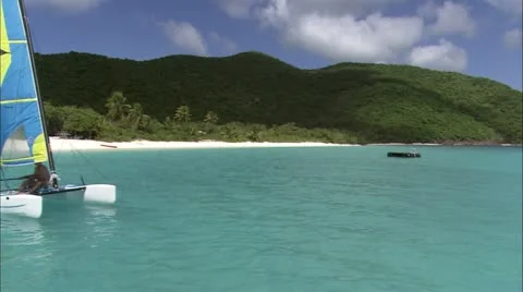 Man in Sailboat Stock Footage 22664444