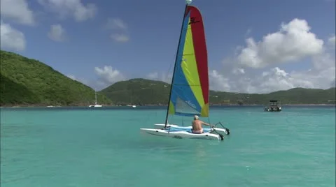 Man in Sailboat Stock-Footage 22664450