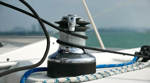 Man sailing pulling ropes. Stock Footage 68265371