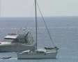 Man sailing yacht past other yachts SD Footage