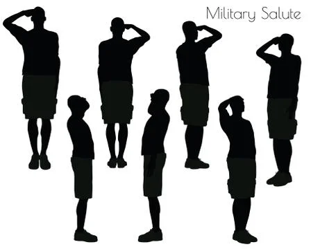 Man in salute pose on white background Stock Illustration