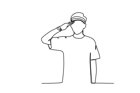 A man salutes the flag Stock Illustration