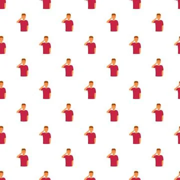 Man saluting seamless pattern on white background Illustrazione stock