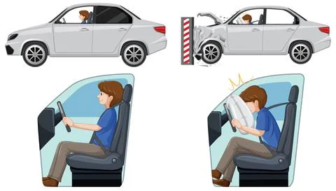 Man with sample of car accident Stock Illustration