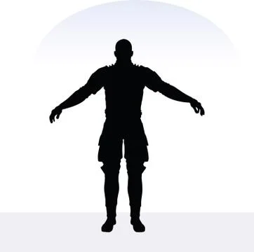 Man in samurai pose on white background Stockillustratie