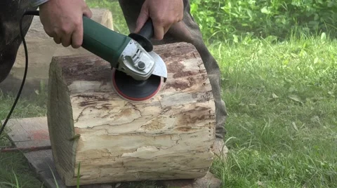 Man sand wood log Stock Footage 62437640