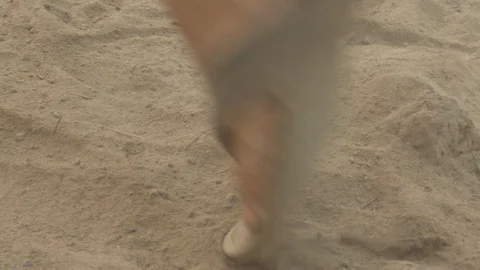 Man in Sandals Walking in Slow-Motion Stock Footage