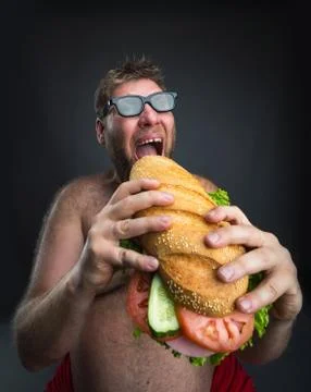 Man with sandwich Stock-Fotos