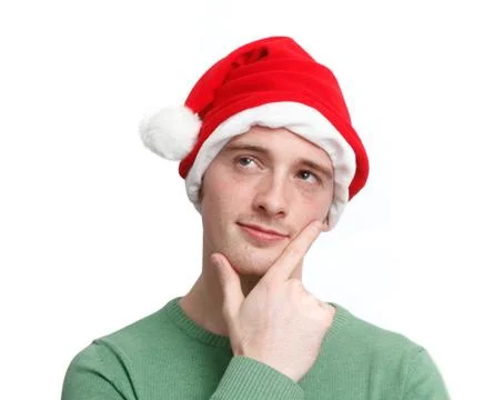 Man with a santa hat Stock Photos