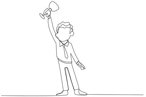 A man satisfied with the trophy he received Stock Illustration
