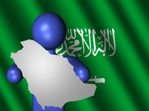 Man with saudi arabia map on flag Stock Illustration