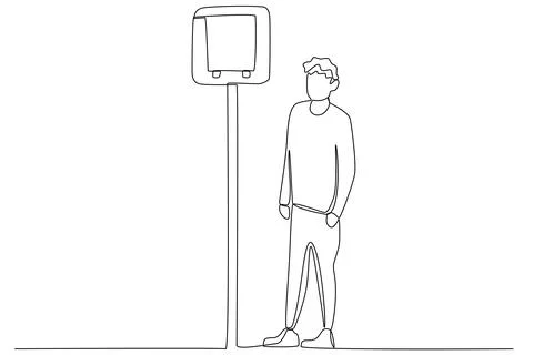 A man saw a bus heading to the stop Stock Illustration