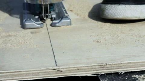 Man sawed plywood close-up Stock Footage 59370198