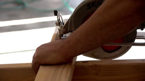 Man sawing boards Stock Footage 49661916