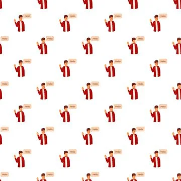 Man saying hello with speech bubble repeating pattern Stock Illustration