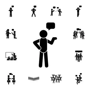 The man says monologue flat vector icon in People talk pack Illustrazione stock