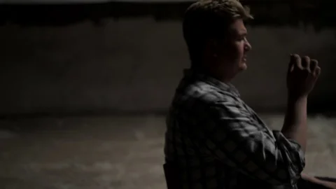 Man says something with a cigarette Stock Footage 71575496