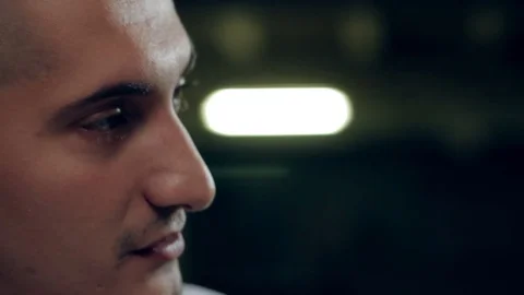 Man says something. Close-up face Stock Footage 71539092